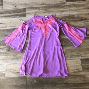 Gianni Bini Cold purple shoulder flounce dress